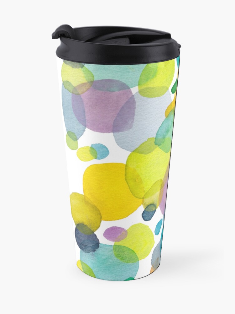 Alternate view of watercolor green bubbles spring pattern Travel Mug