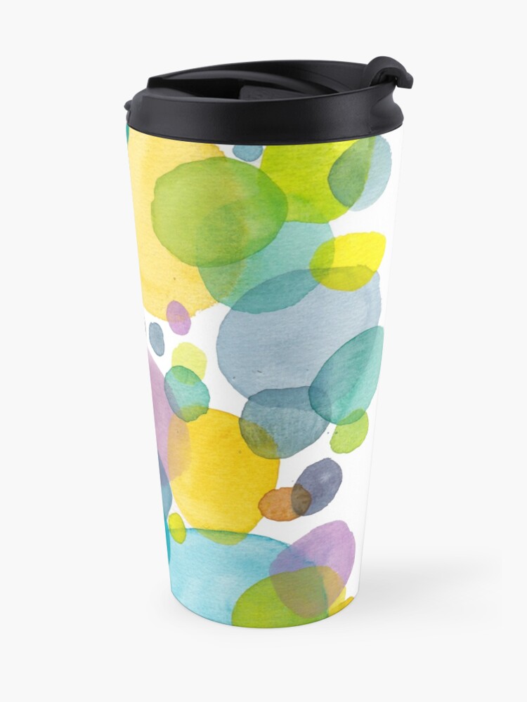 Alternate view of watercolor green bubbles spring pattern Travel Mug