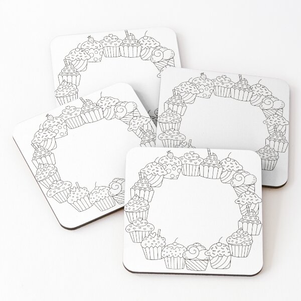 Item preview, Cup cake circle black and white drawing designed and sold by Latch Farm  Studios.