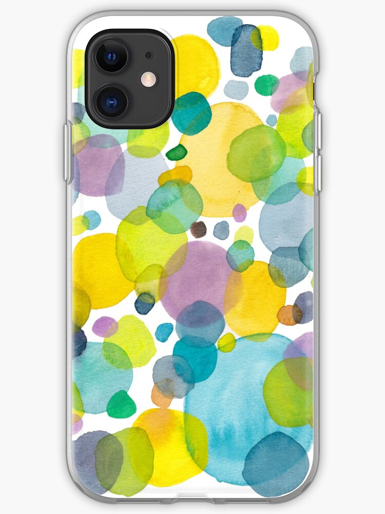 Thumbnail 1 of 5, iPhone Case, watercolor green bubbles spring pattern designed and sold by Florcitasart.