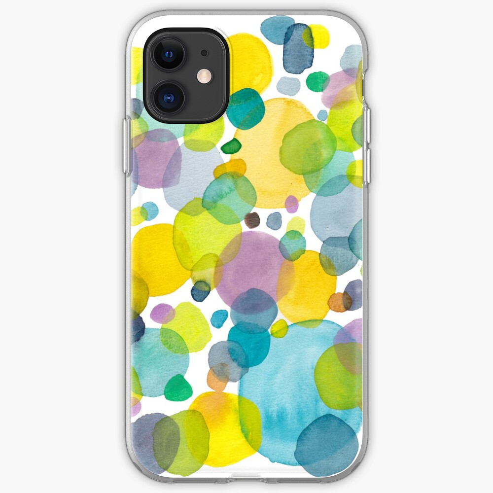 watercolor green bubbles spring pattern iPhone Case & Cover