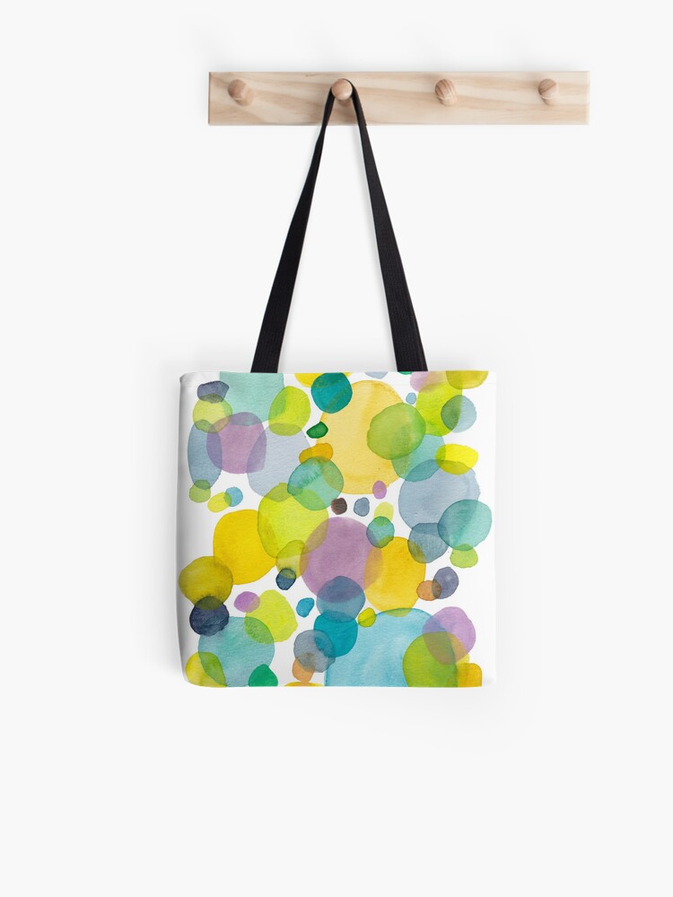 Thumbnail 1 of 2, Tote Bag, watercolor green bubbles spring pattern designed and sold by Florcitasart.