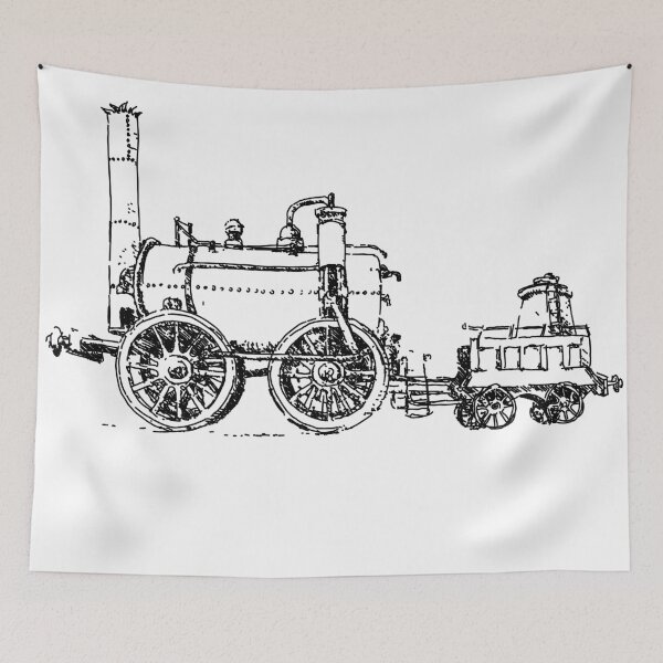 Artikelvorschau, Dampflokomotive Zugzeichnung entworfen und verkauft von purplesparrow.