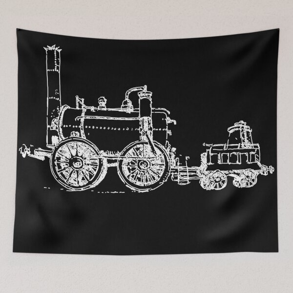 Artikelvorschau, Dampflokomotive Zugzeichnung in Weiß entworfen und verkauft von purplesparrow.