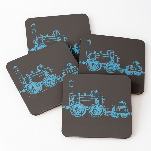 Artikelvorschau, Dampflokomotive Zugzeichnung in blau entworfen und verkauft von purplesparrow.