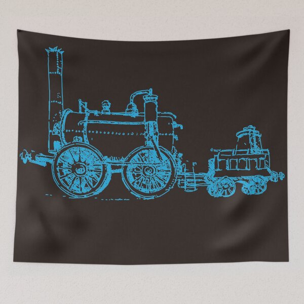 Artikelvorschau, Dampflokomotive Zugzeichnung in blau entworfen und verkauft von purplesparrow.