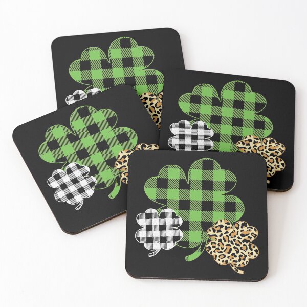 Item preview, Three Shamrocks Leopard Green Plaid Happy Saint Patricks Day designed and sold by BallonFlyToSky.