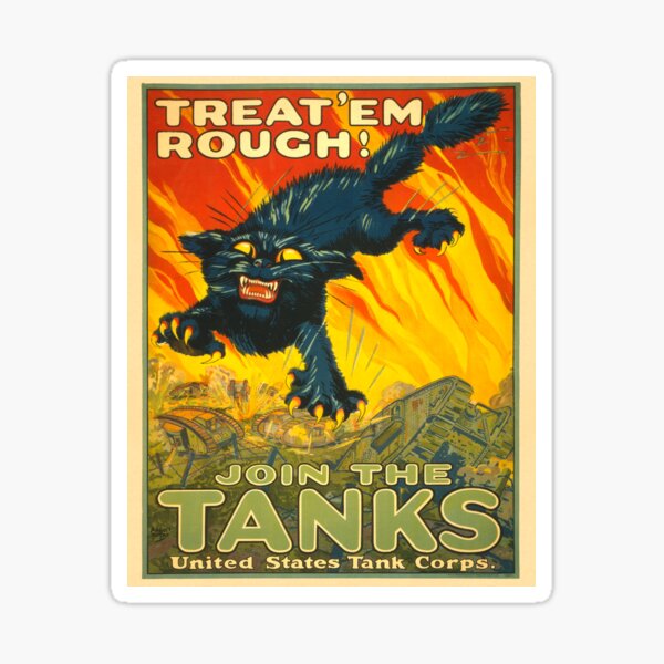 Item preview, Join the Tanks Corps ~ War Recruiting Poster ~ Black Cat Army Tank ~ 0592 designed and sold by ContrastStudios.