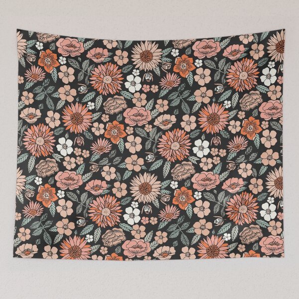 Item preview, 70s flowers - 70s, retro, spring, floral, florals, floral pattern, retro flowers, boho, hippie, earthy, muted designed and sold by charlottewinter.