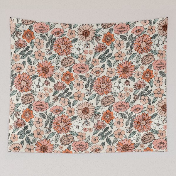 Item preview, 70s flowers - 70s, retro, spring, floral, florals, floral pattern, retro flowers, boho, hippie, earthy, muted designed and sold by charlottewinter.