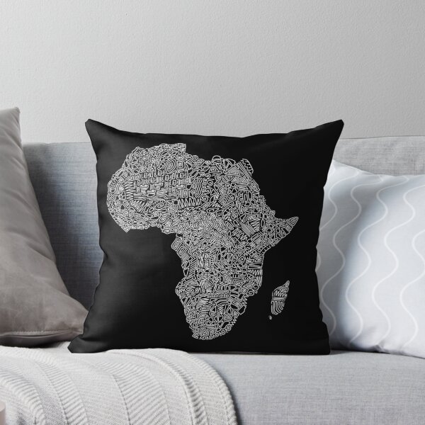 Item preview, Africa Travel Doodle Art (White) (Black Background) designed and sold by Makaylie Doody.