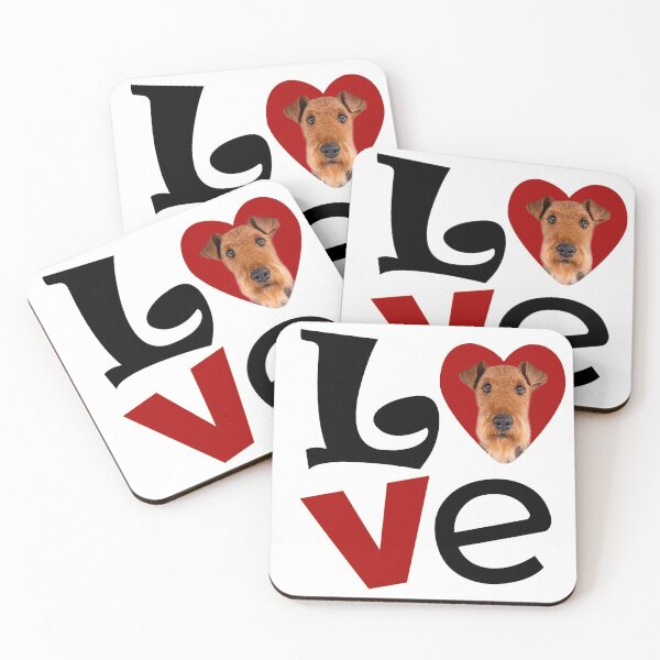 Item preview, I Love You, Airedale Terrier Dog in Heart Design - Happy puppy lovers gift - King of Terriers designed and sold by BestStuffDepot.