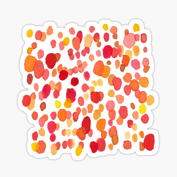 Dotty. Watercolor pattern. Red and Orange Dots Sticker