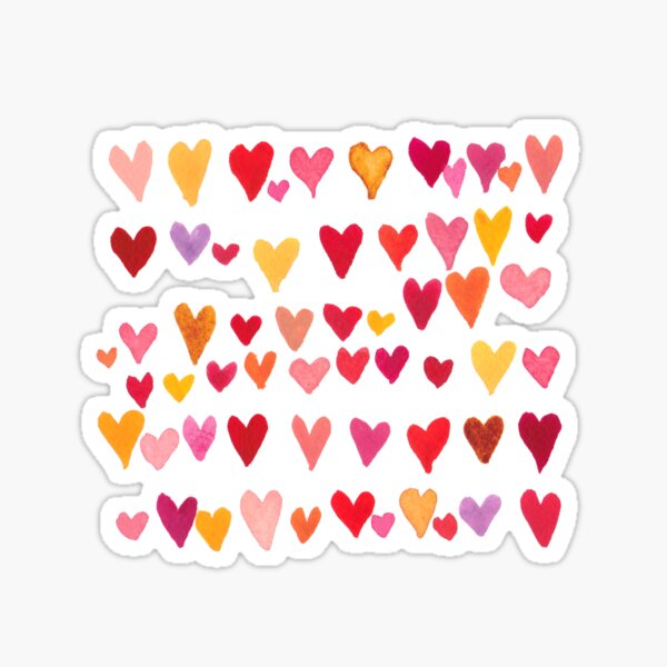 Watercolor hearts. Valentine's Day. Sticker