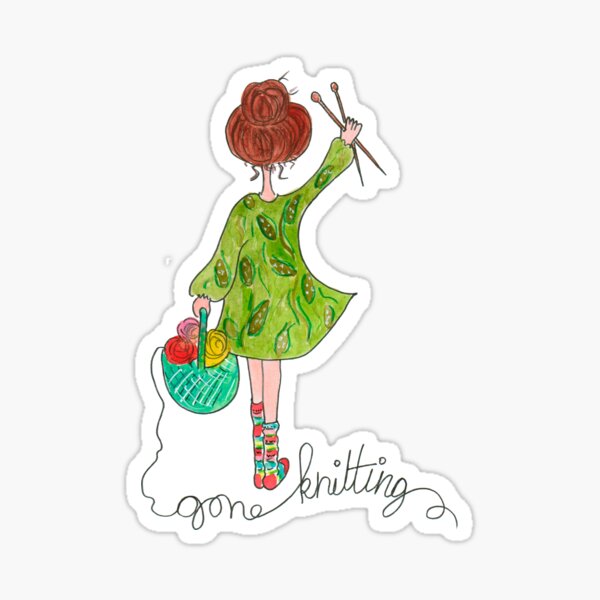 gone knitting lady Sticker