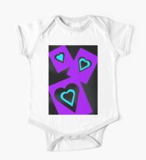 Hearts in Black Turquoise and Purple Var 4 Alternate Options One Piece - Short Sleeve