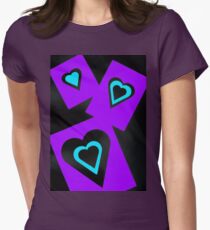 Hearts in Black Turquoise and Purple Var 4 Alternate Options Women's Fitted T-Shirt