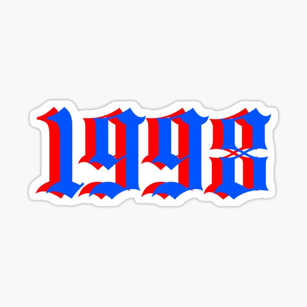 "1998, Birth Year, Old English Font" Sticker for Sale by Simonsdesign