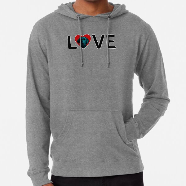 I Love You, Black Chabrador Dog in Heart Design - Happy puppy lovers gift Lightweight Hoodie