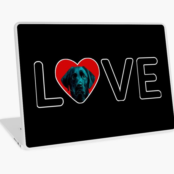 I Love You, Black Chabrador Dog in Heart Design - Happy puppy lovers gift Laptop Skin