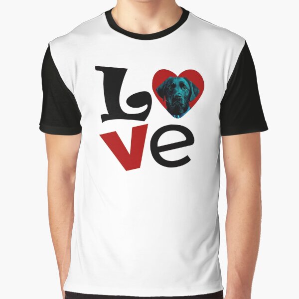 I Love You, Black Chabrador Dog in Heart Design - Happy puppy lovers gift Graphic T-Shirt