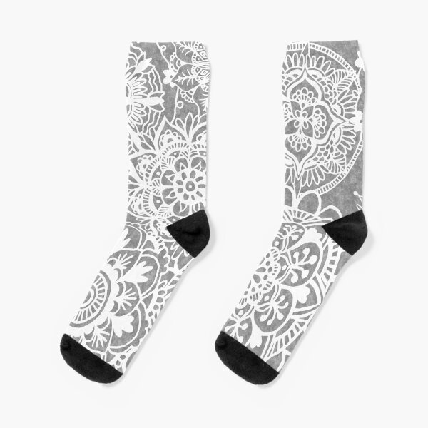 Soft Grey Mandala Pattern Socks