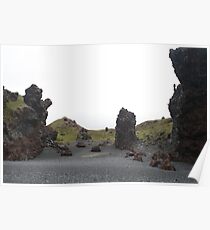 Black volcanic beach Grundarfjordur Iceland Poster