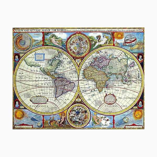 Lámina Fotográfica Mapa Exacto Del Mundo 1627 John Speed Mapas Antiguos De Culturio 8333