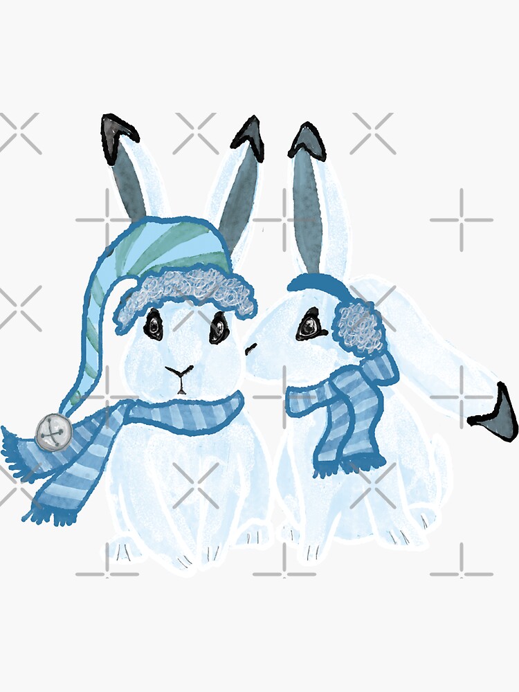 Thumbnail 3 of 3, Sticker, Under the Mistletoe Arctic Hares designed and sold by tinaschofield.