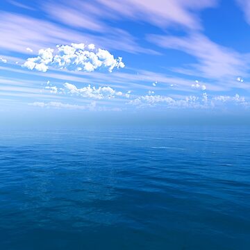 Artwork thumbnail, Blue Ocean Puffy Clouded Blue Sky by FutureImaging