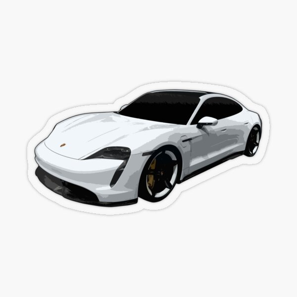 Porsche Taycan White Transparent Sticker