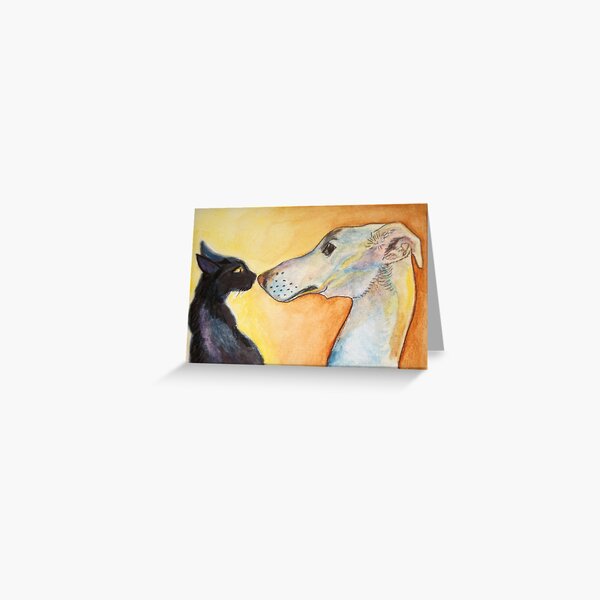 Saluki Lurcher and Kitten Greeting Card