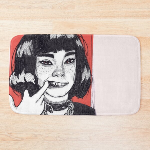 Item preview, Niña con peinado de hongo mostrando su colmillo. designed and sold by IDIVAGANTE.