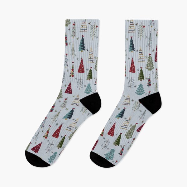 Item preview, Swedish Minimalist Christmas Trees Pattern - Vintage Red and Green  designed and sold by WickedRefined - Nicole Demereckis.