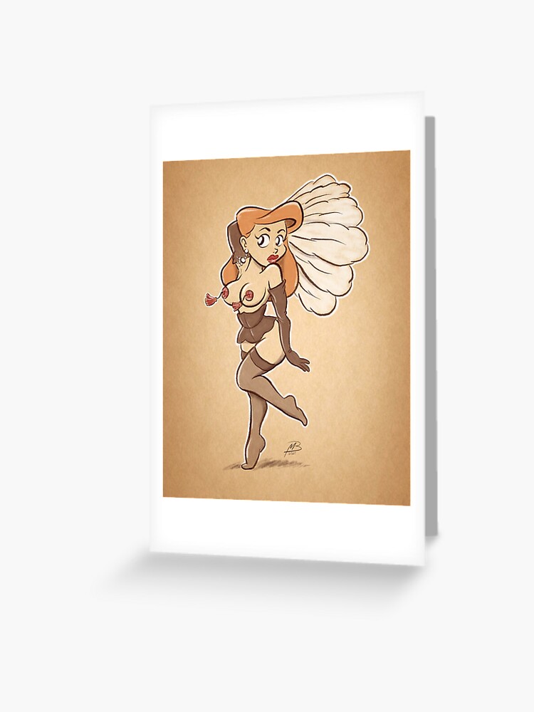 Thumbnail 1 of 2, Greeting Card, Burlesque dancer cartoon style designed and sold by Toonabilly.