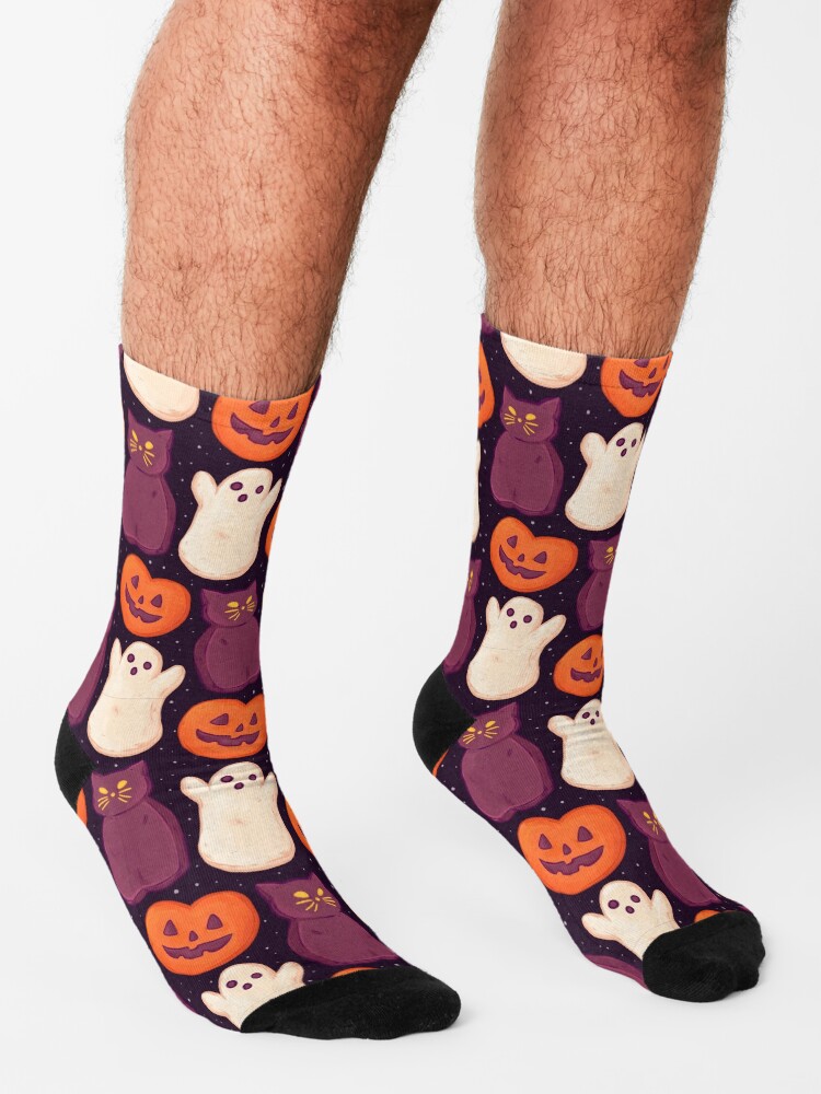 Alternate view of Halloween Marshmallows Dark Socks