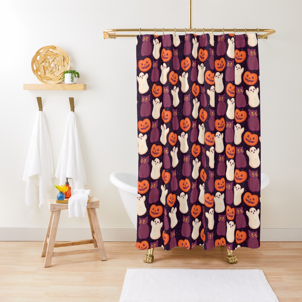 Halloween Marshmallows Dark Shower Curtain