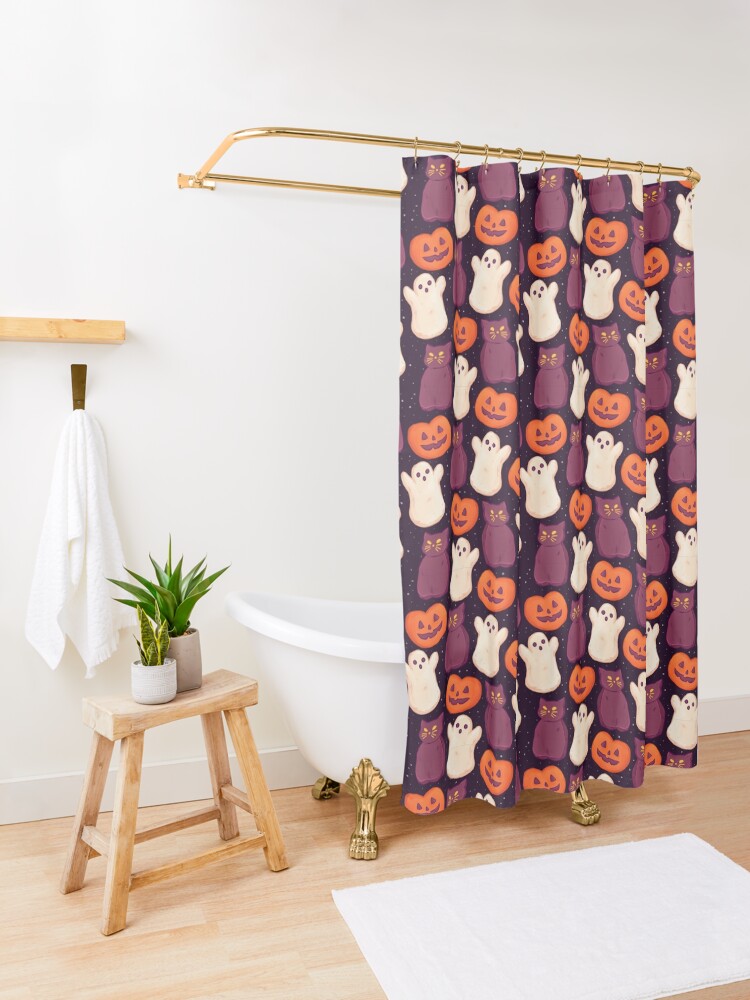 Alternate view of Halloween Marshmallows Dark Shower Curtain