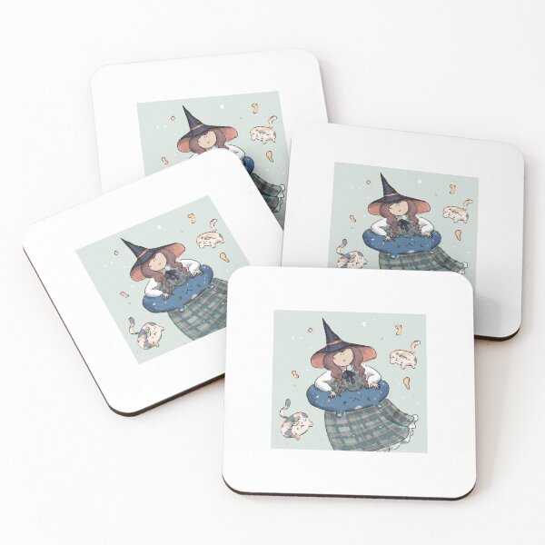 Item preview, Witch flying with cats | Digital illustration designed and sold by alisonsadler.