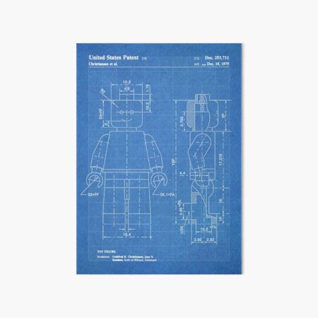 LEGO Minifigure US Patent Art Mini Figure blueprint Art Board Print