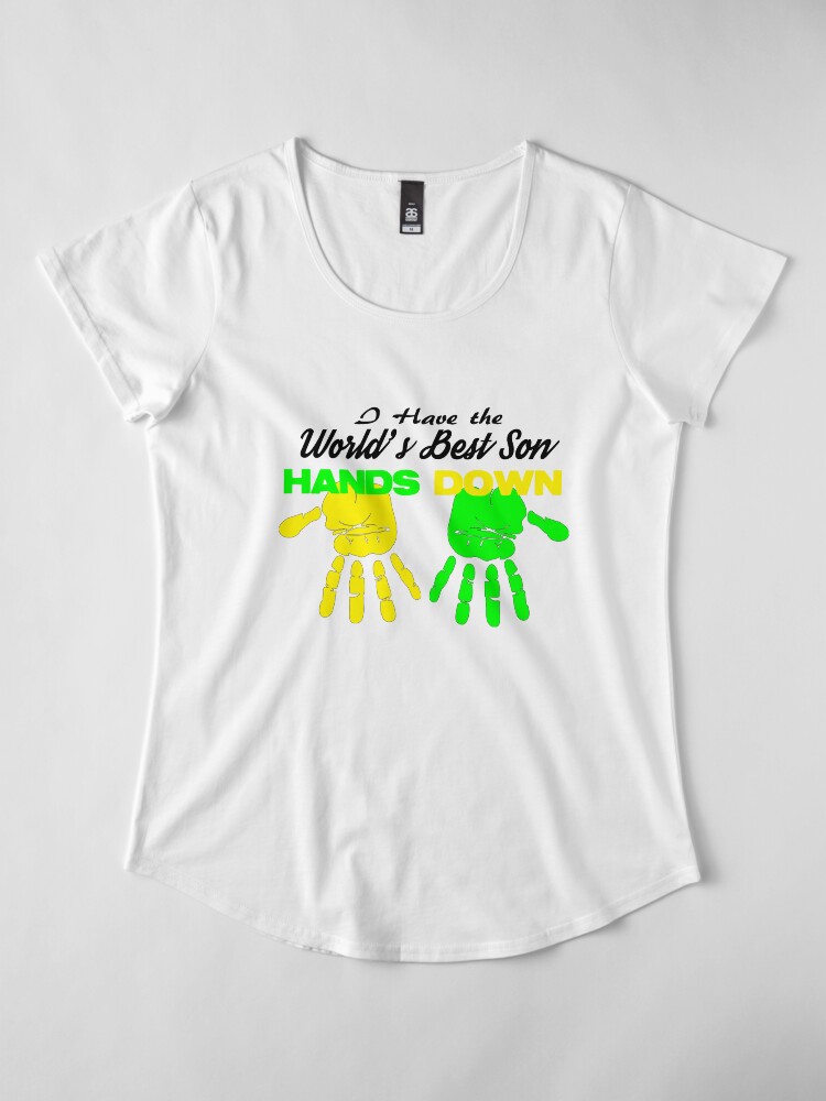 Alternate view of I Have the World's Best Son Hands Down Premium Scoop T-Shirt