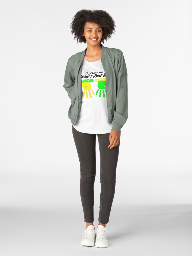 Alternate view of I Have the World's Best Son Hands Down Premium Scoop T-Shirt