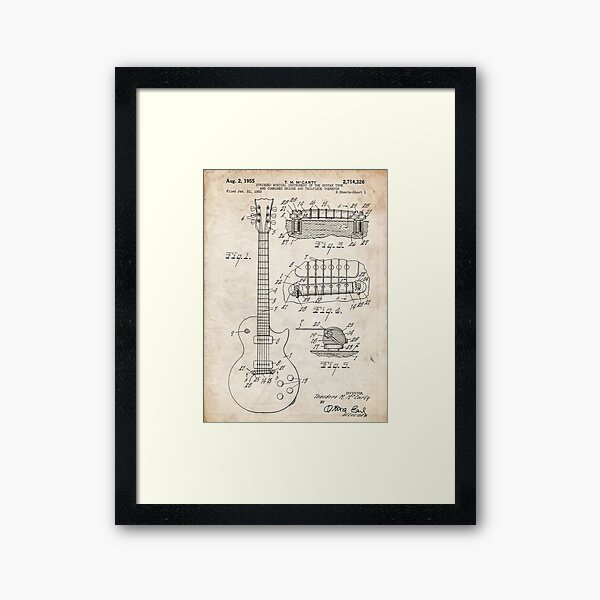 Gibson Les Paul Guitar US Patent Art 1955 Framed Art Print