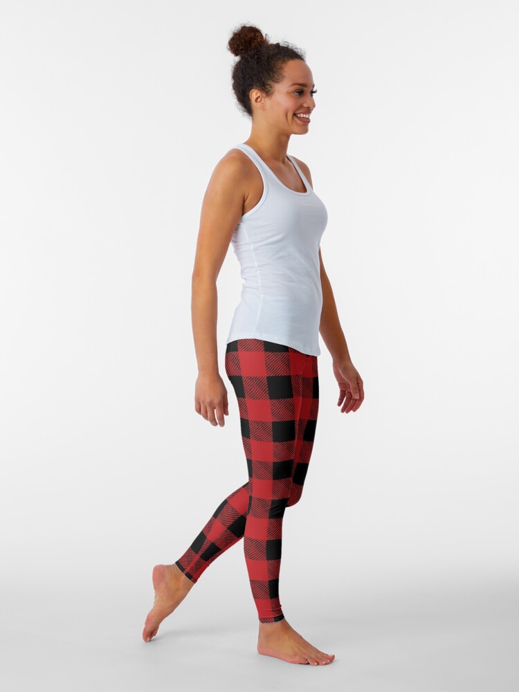 Red and Black Flannel Leggings for Sale by designsbycollin