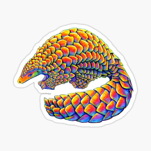Psychedelic Rainbow Pangolin Sticker