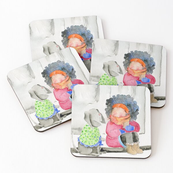 Item preview, Girl and her dog | watercolor illustration designed and sold by alisonsadler.