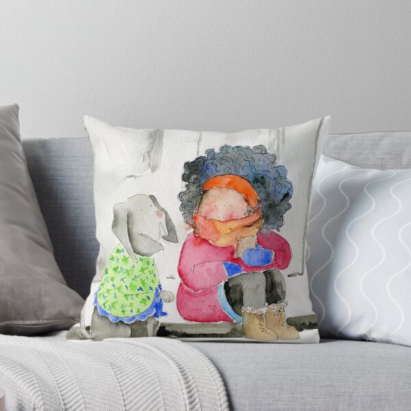 Item preview, Girl and her dog | watercolor illustration designed and sold by alisonsadler.
