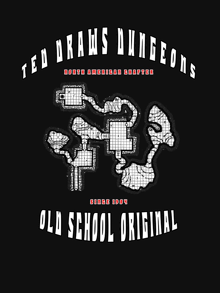 Ted Draws Dungeons Old School Biker Patch Jacket Look Tee by TFCreative