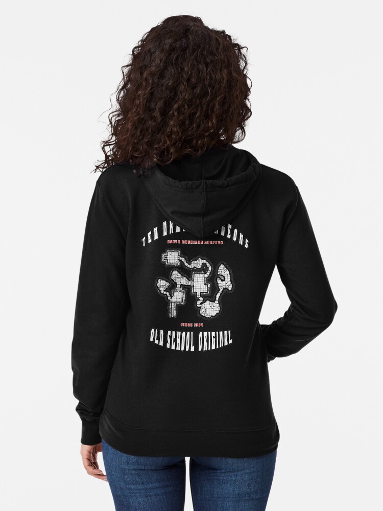 Alternate view of Ted Draws Dungeons Old School Biker Patch Jacket Look Tee Lightweight Hoodie