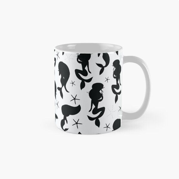 Item preview, Black White Mermaid Stars Seamless Pattern Print Design designed and sold by ClaudiaFlores.